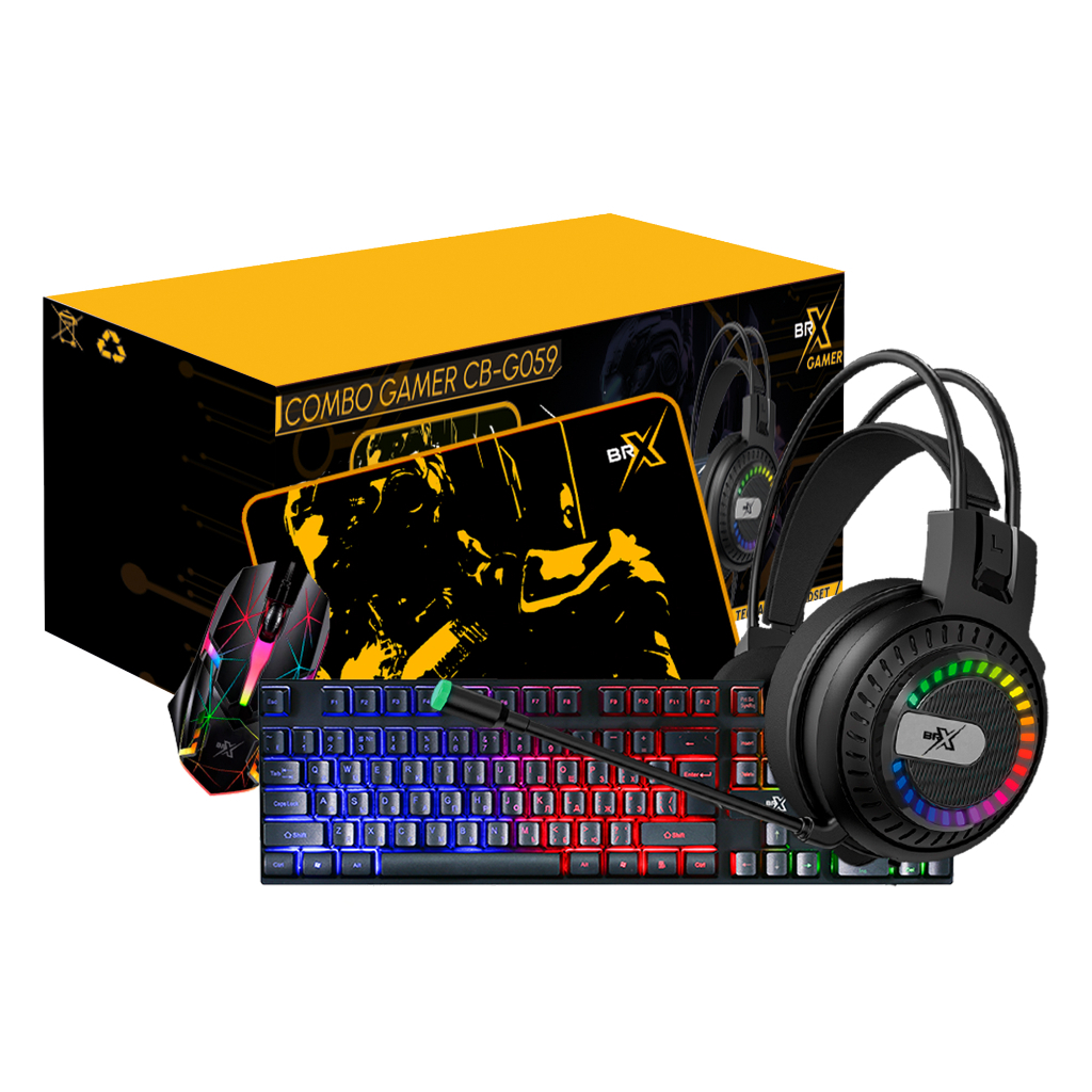COMBO GAMER TECLADO/MOUSE/ HEADSET/MOUSE PAD CB-059 - BRX
