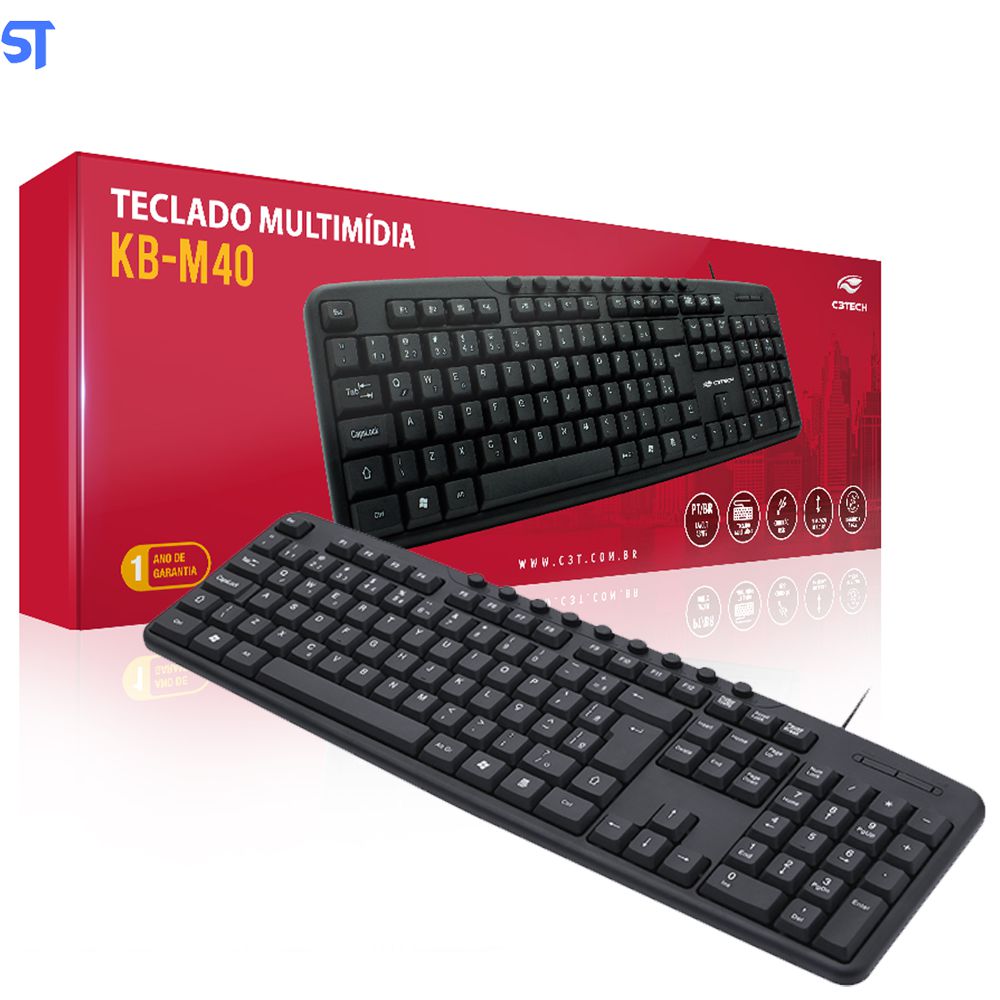 TECLADO USB MULTIMIDIA KB-M40BK PRETO C3 TECH