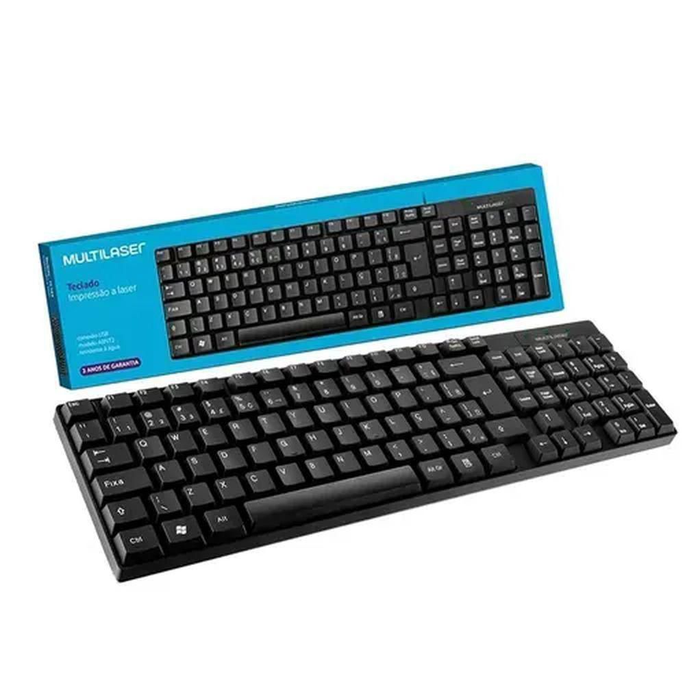 TECLADO BASICO SLIM TF100 LASER PRETO USB TC193 MULTILASER