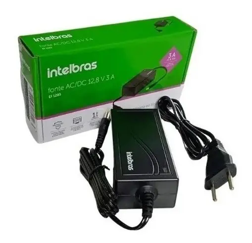 FONTE 12V CFTV AUTOMATICA AC/DC 12,8V 3A EF 1203+ INTELBRAS