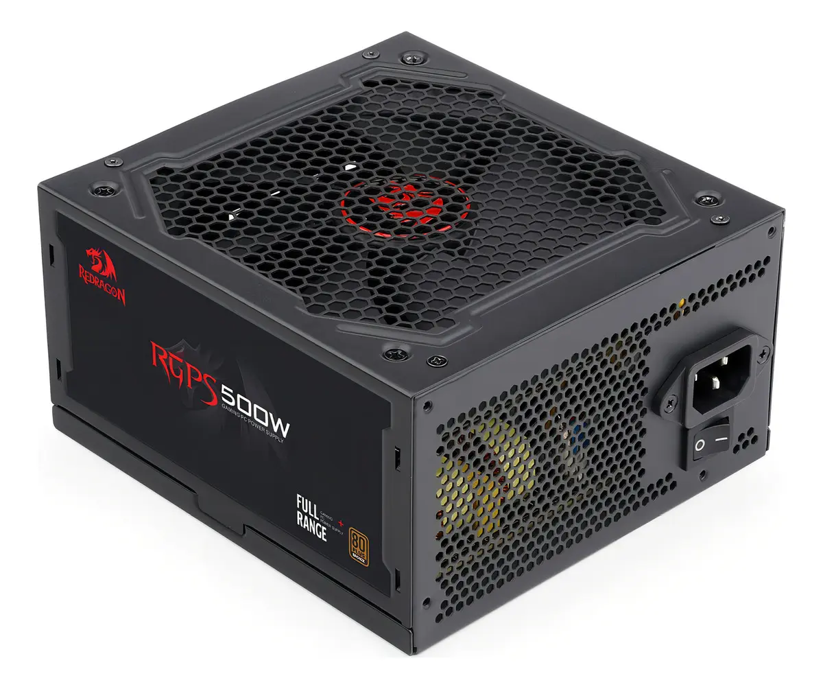 FONTE ATX 500W REAIS FULL RANGE 80PLUS BRONZE PFC ATIVE RGPS-500W REDRAGON@