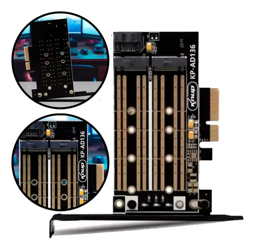 PLACA DE EXPANSAO PCI-E PARA NVME E SATA KP-AD136 - KNUP