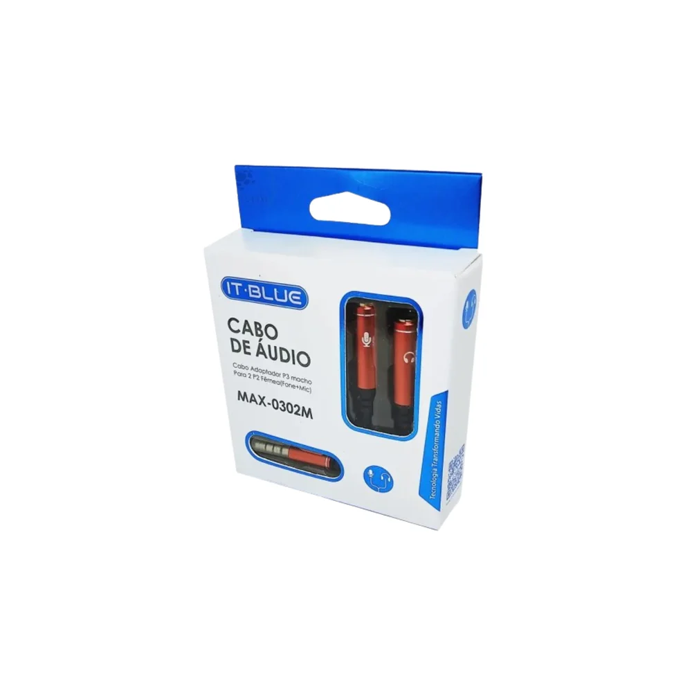CABO ADAPTADOR FONE P3 MACHO X 2 P2 FEMEA MIC+FONE MAX-0302M IT-BLUE