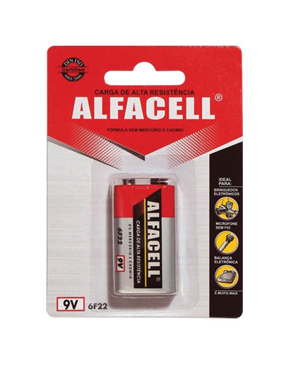 BATERIA 9V COMUM ALFACELL 6F221B