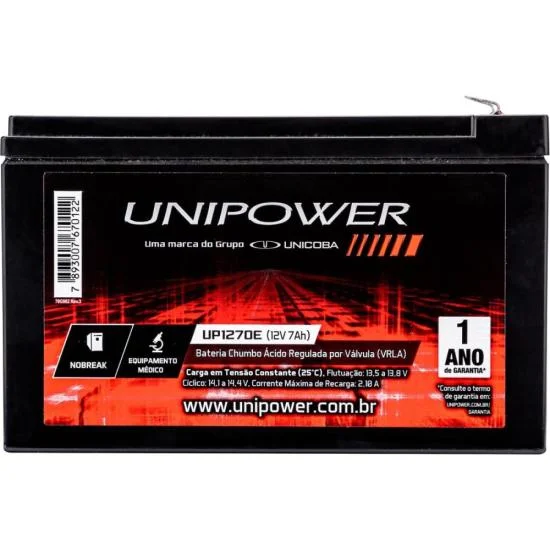 BATERIA NOBREAK 12V 7AH UP1270E UNIPOWER