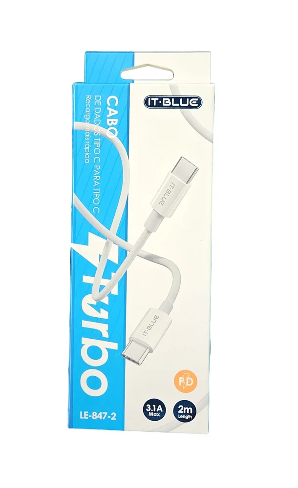 CABO DE DADOS TIPO-C X TIPO-C FAST 3A 2M LE-847-2 - IT-BLUE