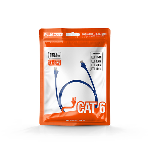 CABO DE REDE PATCH CORD CAT5E 5.0M PC-ETHU50BL PLUS CABLE
