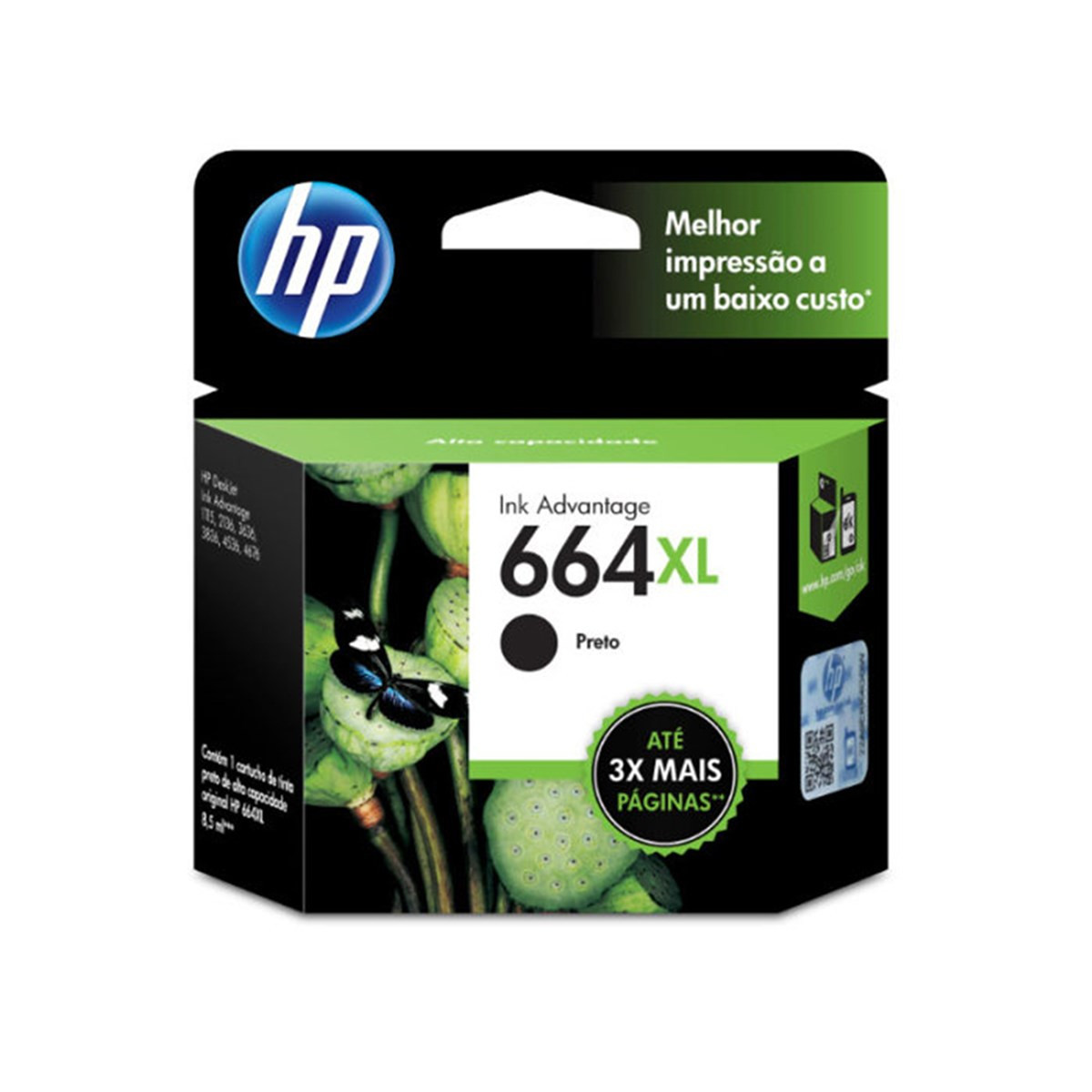CARTUCHO HP 664XL F6V31AB PRETO 6.5 ML