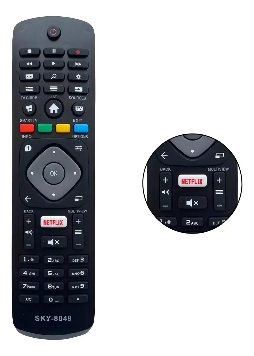 CONTROLE REMOTO TV LCD / LED PHILIPS SMART C/ NETFLIX MAX-8049 VC 8207 SKY-8049