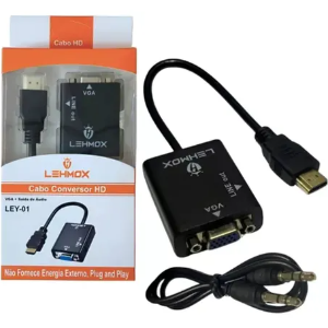ADAPTADOR CABO CONVERSOR HDMI PARA VGA FEMEA C/ AUDIO LEY-01 LEHMOX
