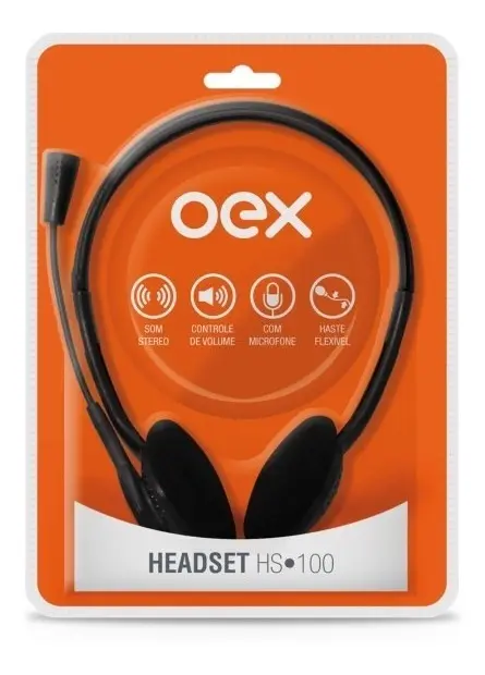 FONE HEADSET C/ MICROFONE HS100 PRETO P2/P2 47.9700 OEX