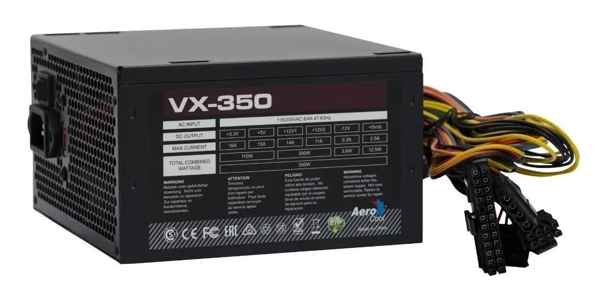 FONTE ATX 350W REAIS SATA VX-350 S/CABO BOX AEROCOOL