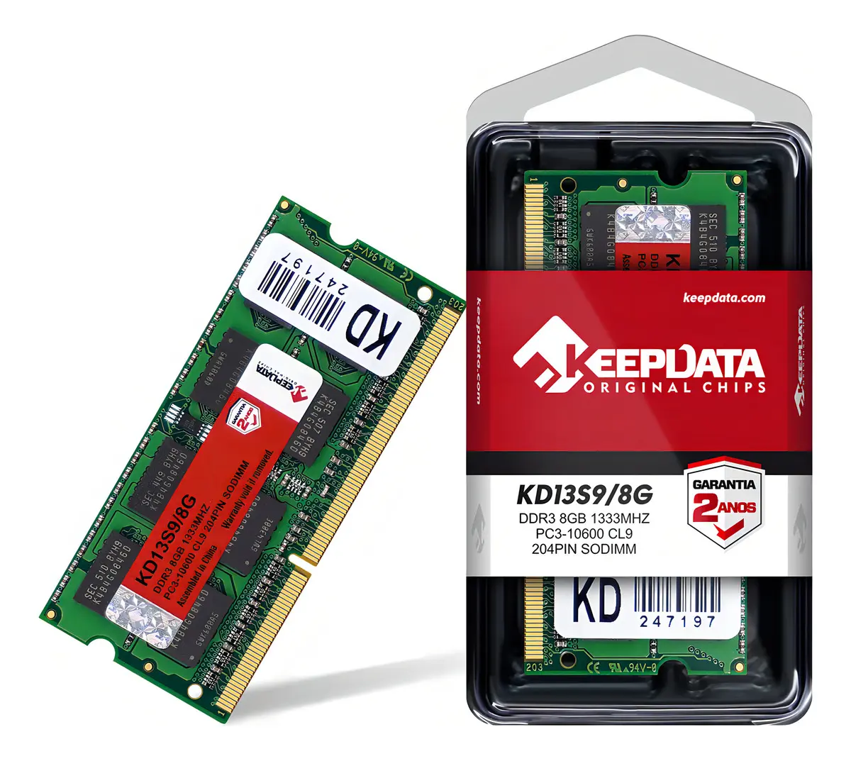 MEMORIA RAM NOTEBOOK 8GB DDR3 1333MHZ KD13S9/8G PC3-10600 CL9 204PIN KEEPDATA