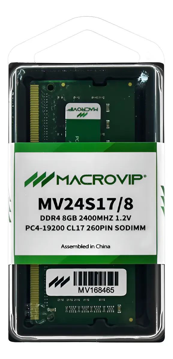 MEMORIA RAM NOTEBOOK 8GB DDR4 2400MHZ MV24S17/8 PC4-19200 CL17 260PIN SODIMM MACROVIP