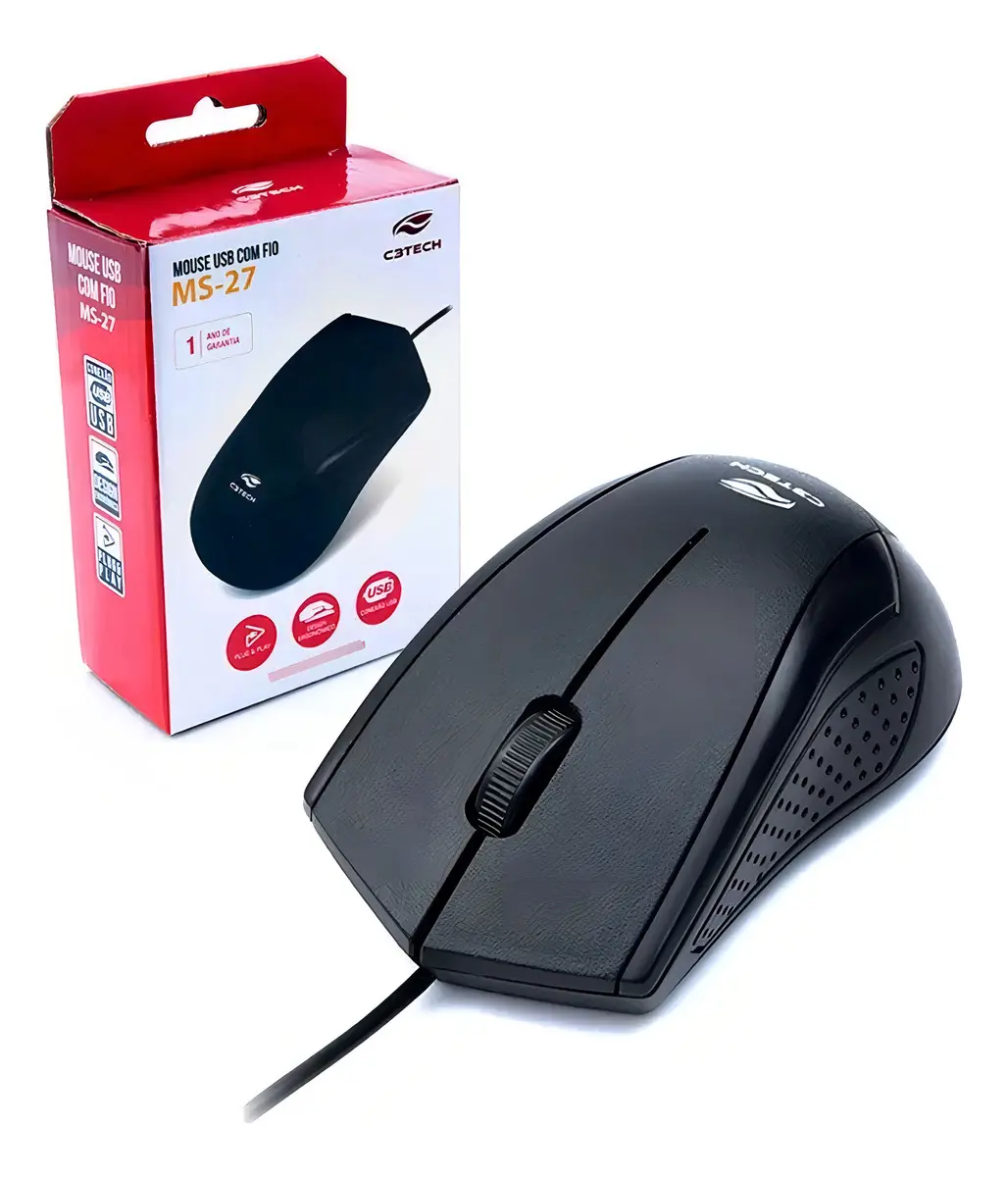 MOUSE USB MS-27BK PRETO C3 TECH