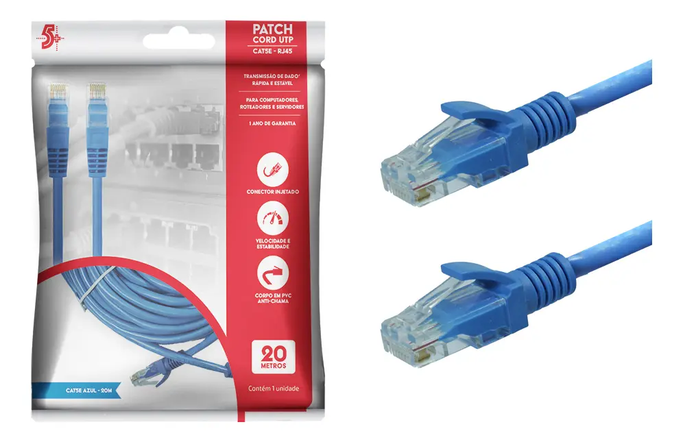 PATCH CORD CAT.5E 20M AZUL 018-1065 - 5+